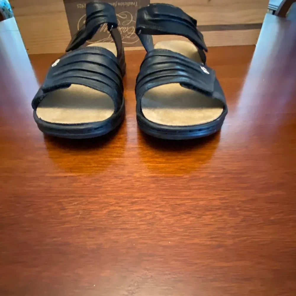 Rieker Women's Black Leather Adjustable Strap Sandals - Picture 8 of 16